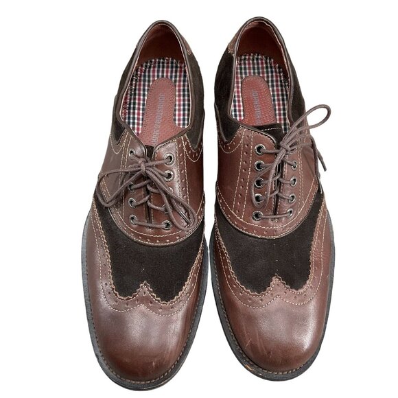 Johnston & Murphy Men 11 M Brown Leather Suede Oxford Lace Shoes Flex System - Picture 1 of 10